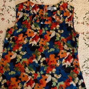 Kasper Women's Floral Sleeveless Blouse - Blue, Orange, Black